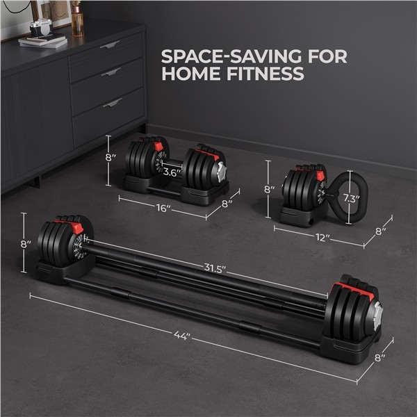 3-In-1 Quick-Adjust Dumbbell Weight Set with Anti-Slip Handle for Home Gym