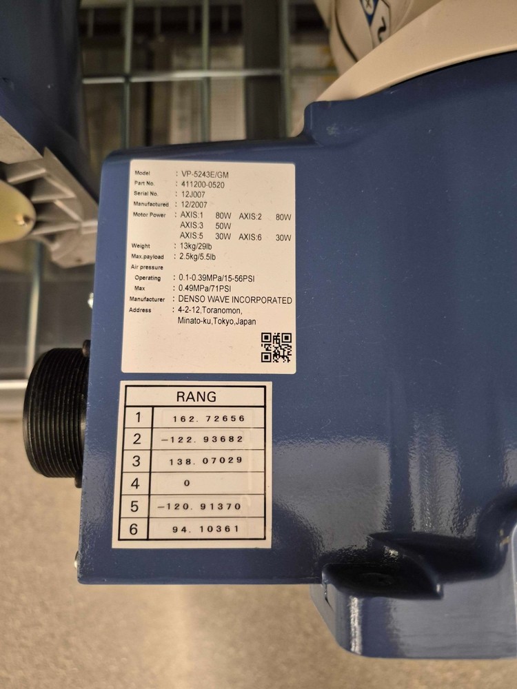 Denso Wave VP-5243E/GM with Robot Controller RC7M-VPG5/6CA-BP