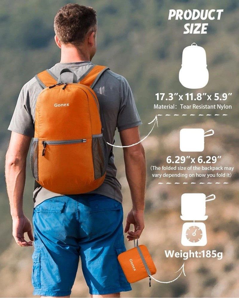 Gonex Ultra Lightweight Packable Backpack 20L Daypack Handy 20L, Orange