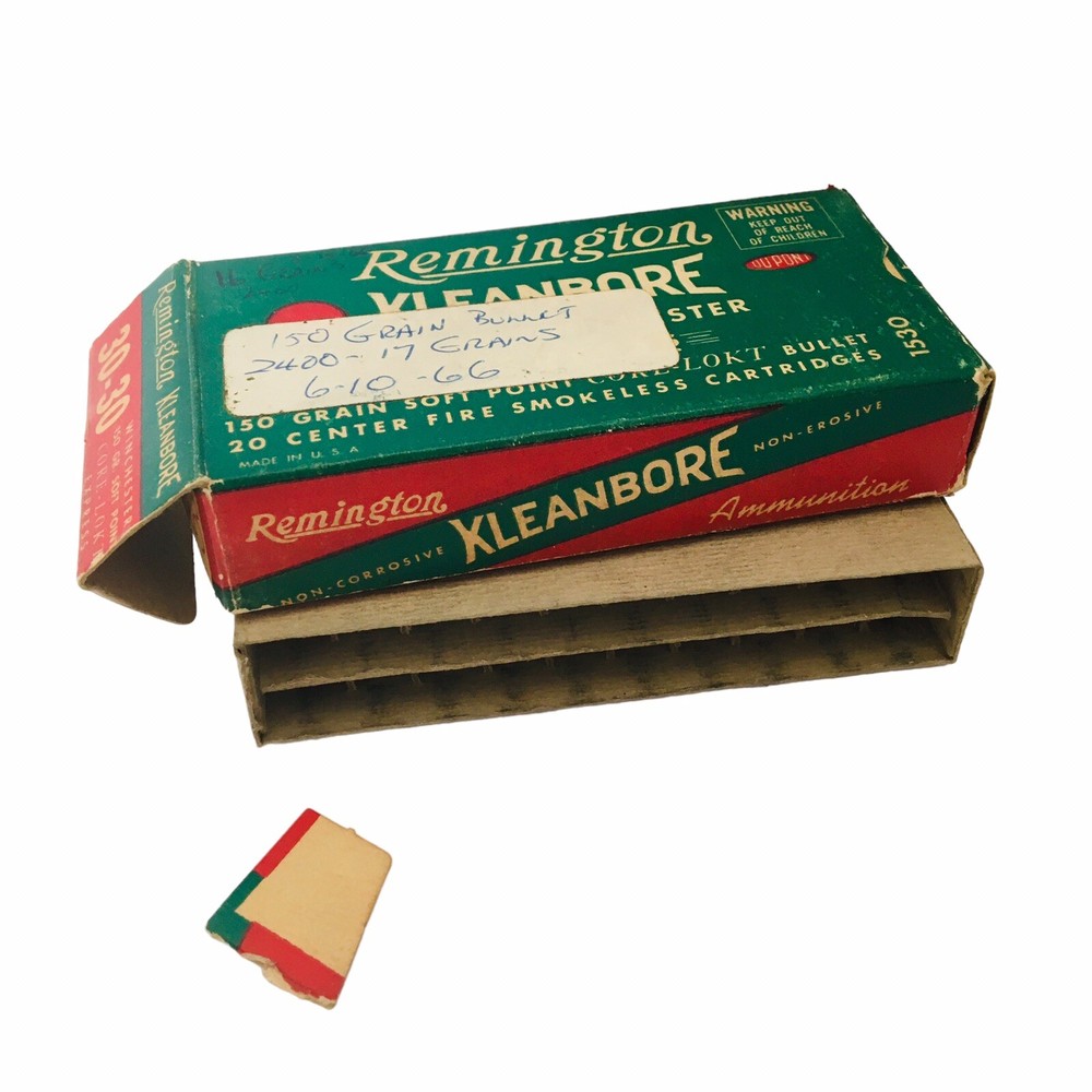 Vtg. Remington Xleanbore Shot Shell Ammo Empty Box 30/30 w/Insert Empty