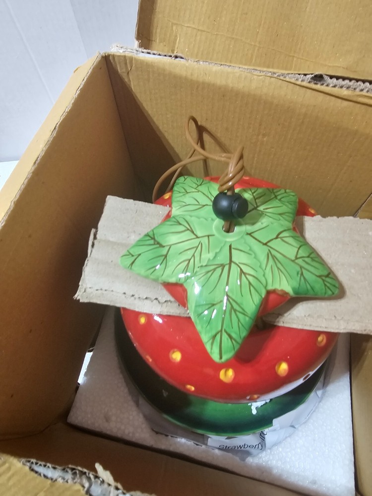 Ceramic Strawberry Hanging Bird Feeder - Cracker Barrel Original