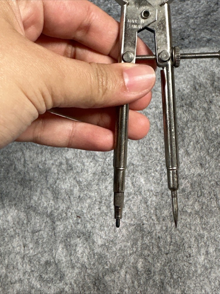 Vintage Interchangeable Pencil, Pointer, Ink Metal Drafting Compass