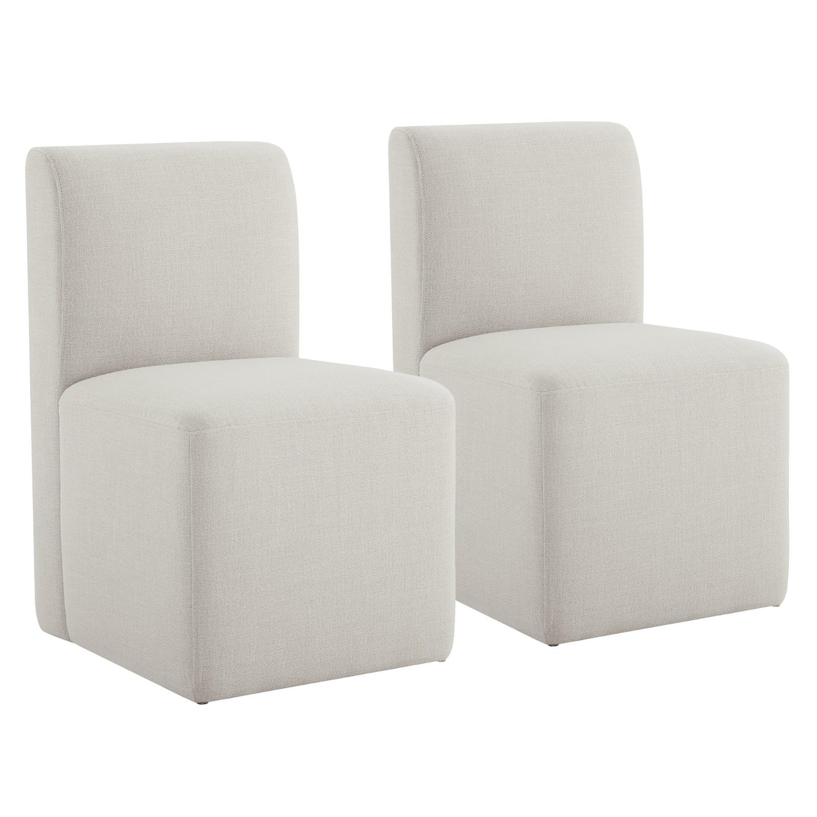 CHITA Dining Chairs with Casters Set of2, Upholstered Armless Rolling Chairs