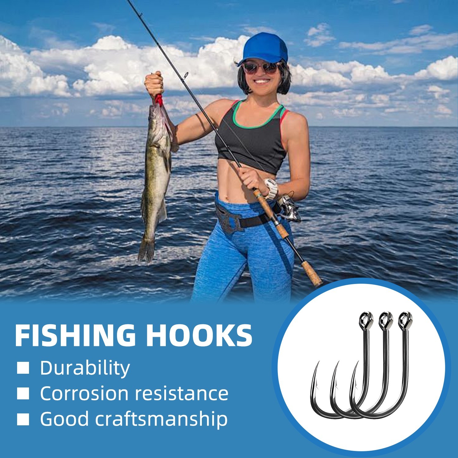 500 PCS Fish Hooks 10 Sizes Fishing Black Silver Sharpened With Box Quality kit