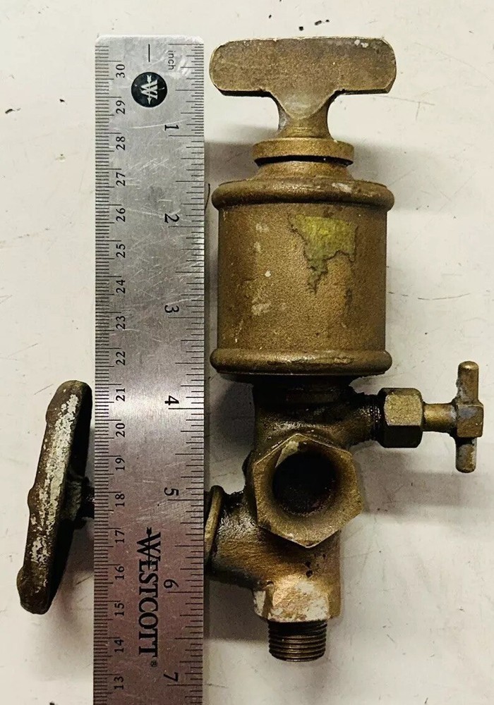 Brass Drip Cylinder Oiler Metal Knobs Antique Steampunk Hit Miss