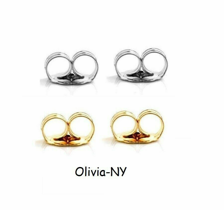 14K Yellow Or White Solid Gold Earring Backs 1 Pair Butterfly Medium Sized 4x4