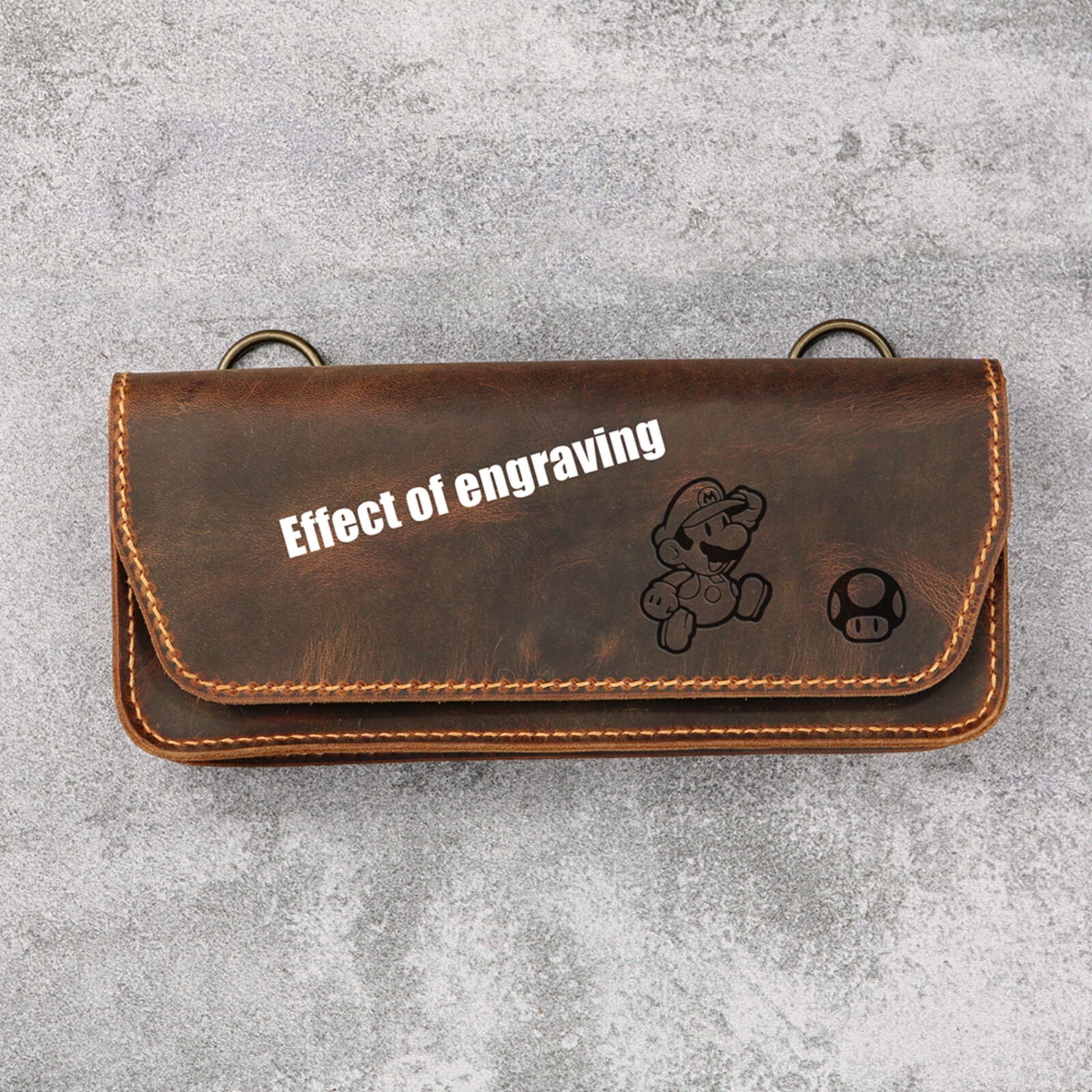 Custom Brown Leather Case for Nintendo Switch OLED, Gift for Nintendo lover