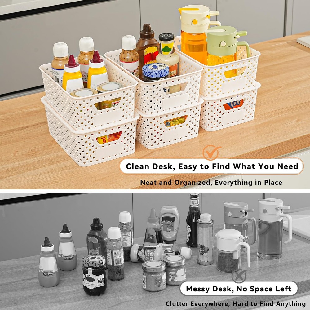 10 Pack Plastic Storage Bins with Lids, Stackable Plastic Storage Baskets for...