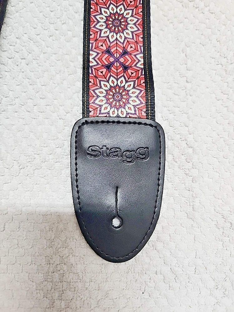 NOS Stagg Brand Adjustable Nylon 2" Adjustable Guitar Strap Pink Mandala Pattern