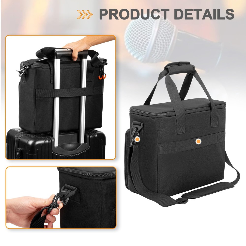 6 Slots Wireless Microphone Carrying Case, Mic Storage Bag with Thick Padding...