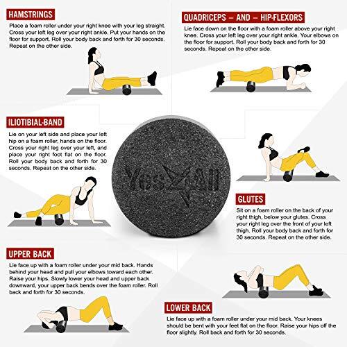 24" Soft-Density Round Foam Roller for Balance Strengthening Flexibility, Black