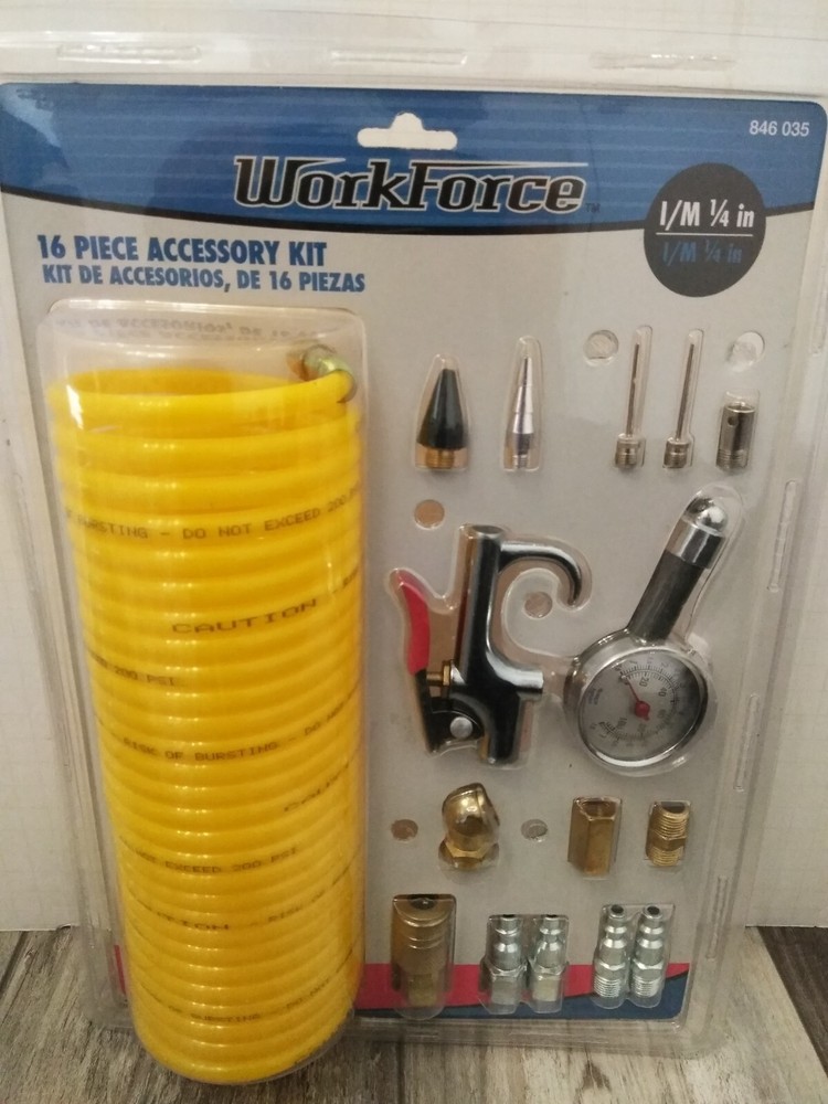 WorkForce Air Compressor Hose and Nozzle 16 piece accessory kit