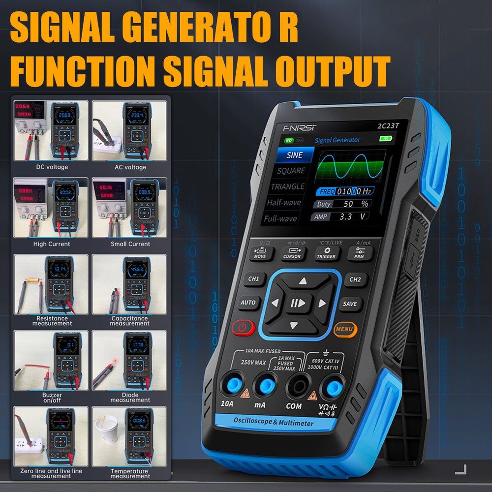 FNIRSI 2C23T Handheld Function Signal Generator+Digital Oscilloscope Multimeter.