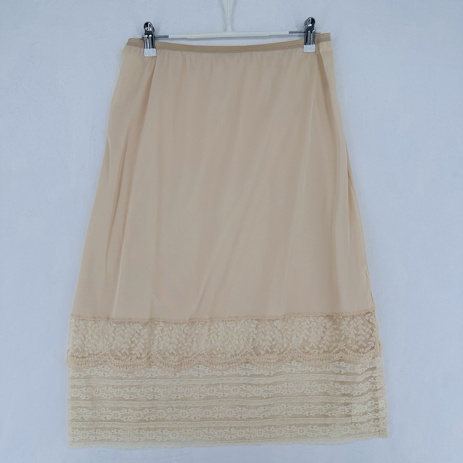 Vintage Vanity Fair Half Slip Lace Slit Trim Women's Size Medium Champagne