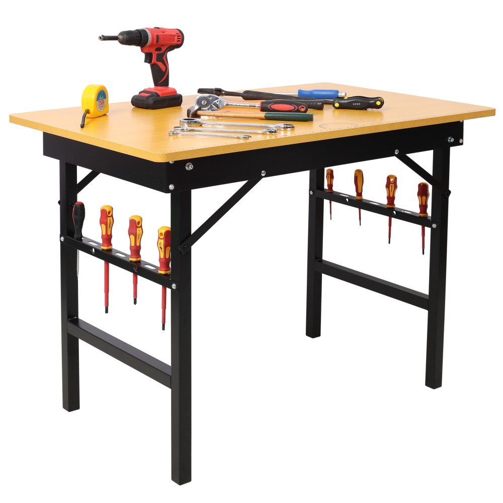 Portable Folding Workbench Tool Table w/ Measuring Tape & Protractor
