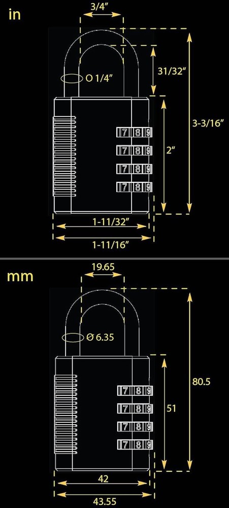 SX-575 4-Dial Combination Disc Padlock, High Security Combination Lock, Indoo...
