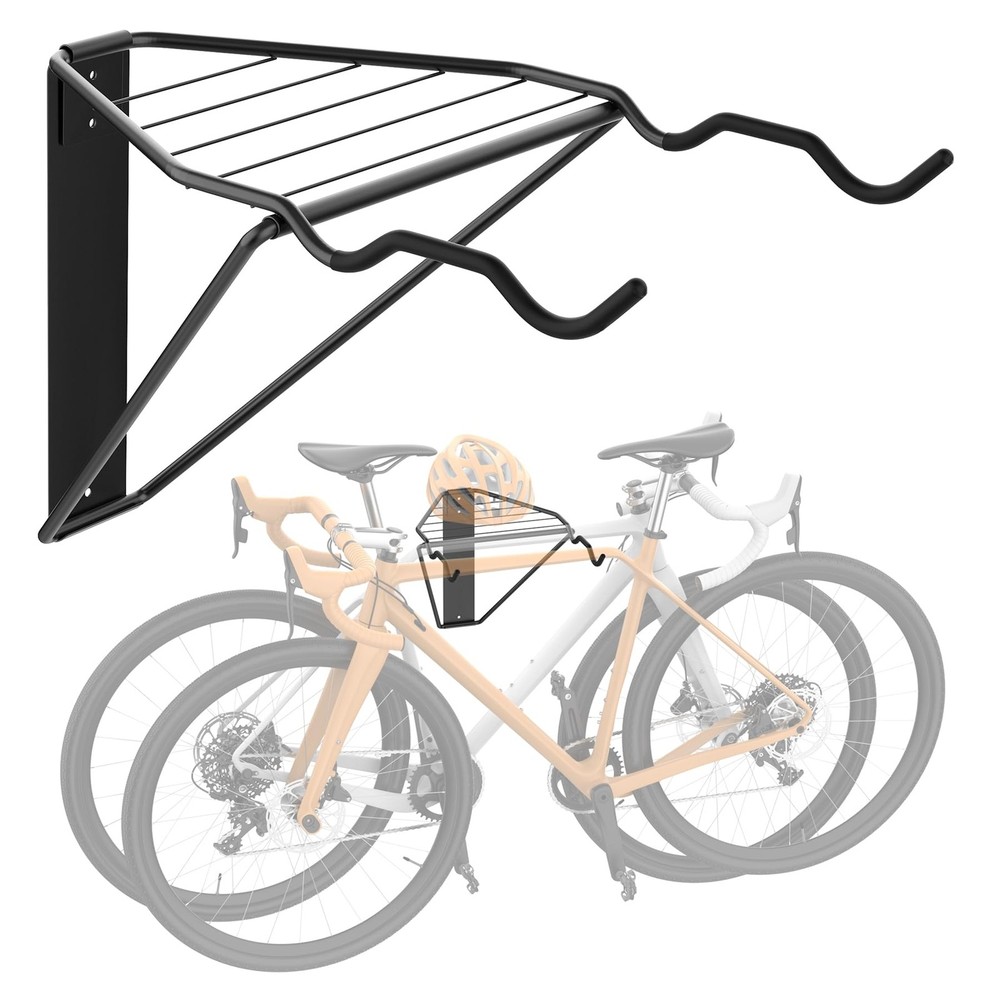 Wall Mounted Horizontal Bike Rack, Foldable Space Saving Bicycle Storage Solu...
