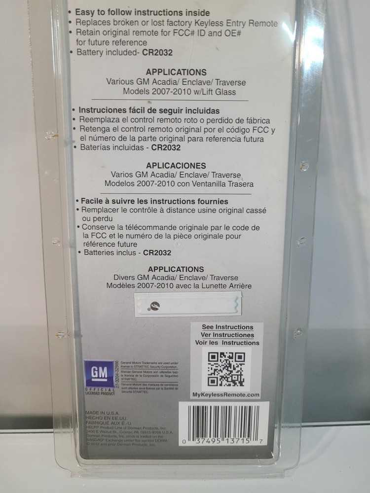 Keyless Entry Transmitter Dorman 13715