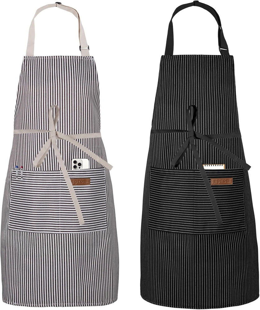 2 Pack Apron, Cooking Kitchen Aprons, Adjustable Bib Apron with 2 Pockets for Me