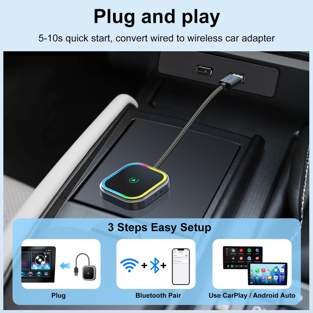 USB Auto Wireless CarPlay Adapter For Apple Android Wireless Dongle Plug ＆ Play