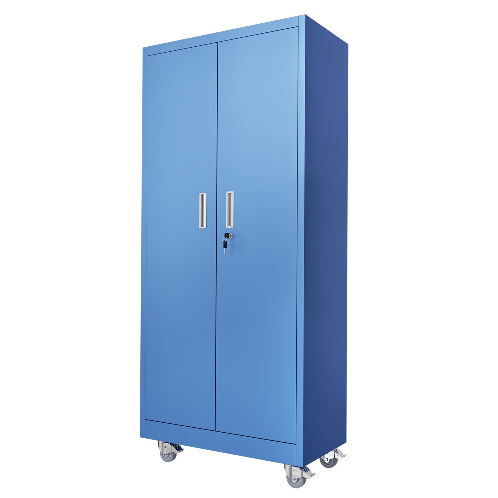 All-in-One Rolling Steel Cabinet 71" - Lockable Garage Storage with 4 Shelves