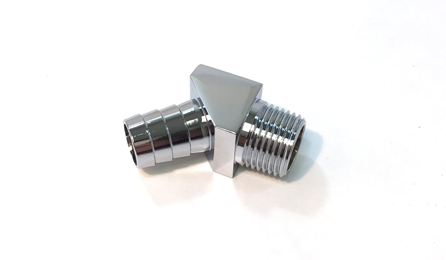 Heater Hose Intake Manifold Fitting 1/2" NPT to 5/8" Barb 45 Deg Chrome Aluminum