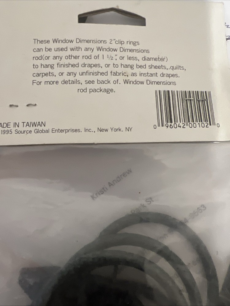 Window dimensions Rod system 2 Inch Clip Ring. 7 -Rings In Each Packets