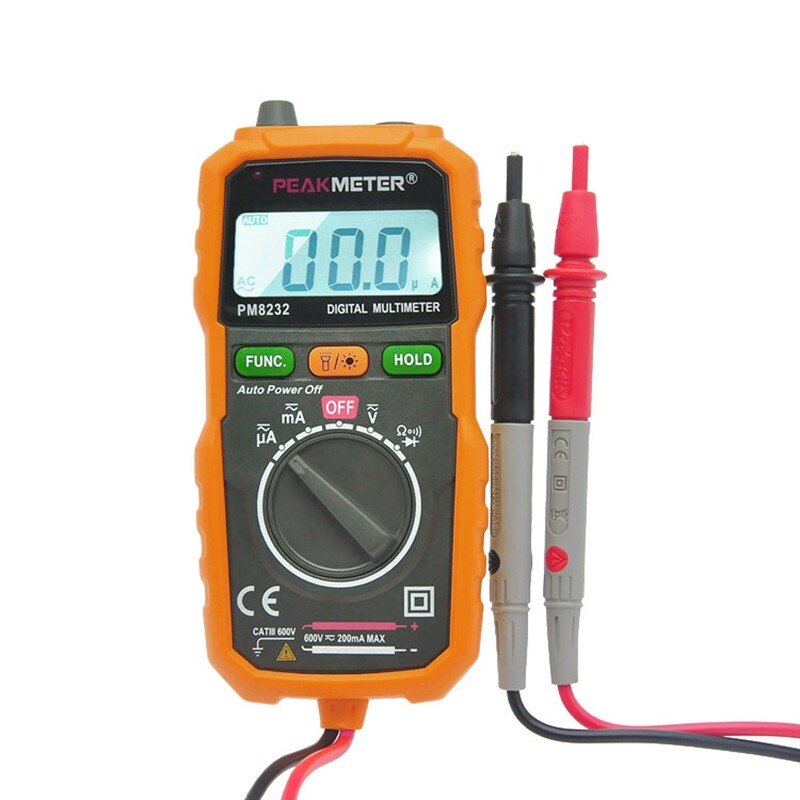 PEAKMETER PM8232 Mini Digital Multimeter Auto NCV AC DC Current Ohm Diode Test