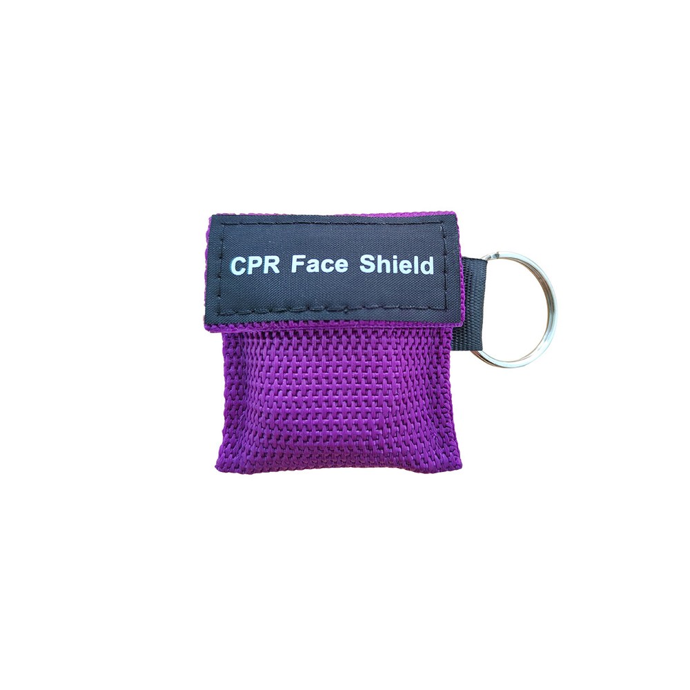 500pcs CPR Mask Face Shield Keyring Emergency Kit CPR Face Shields deep purple