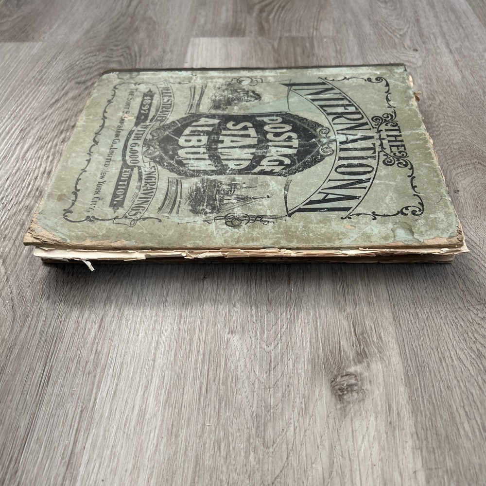 International Postage Stamp Album 1897 Scott Stamp & Coin Collection Book READ