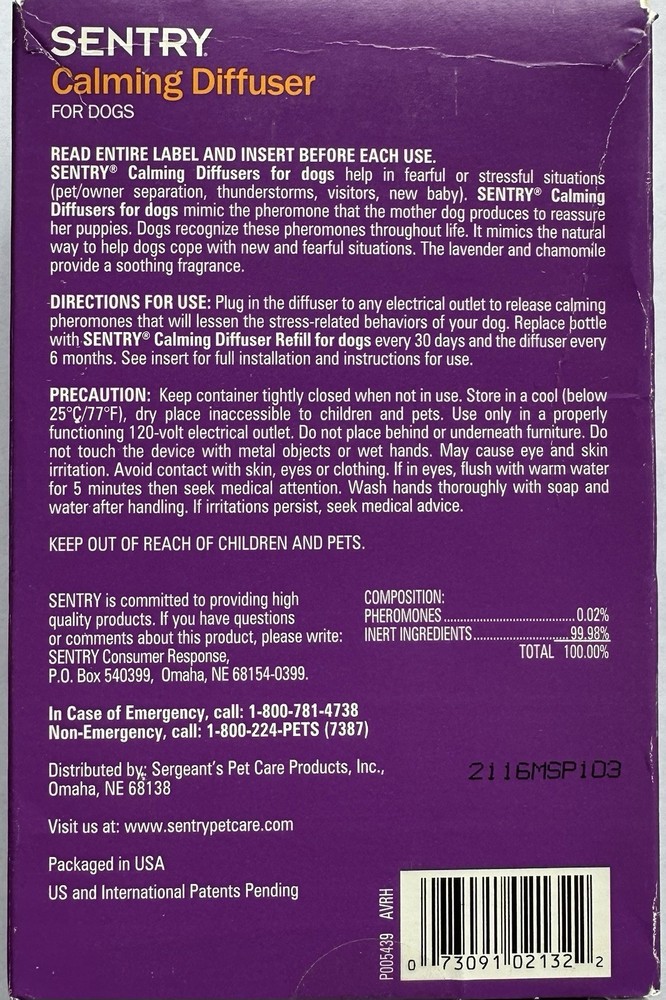 SENTRY Calming Diffuser for Dogs (NEW)