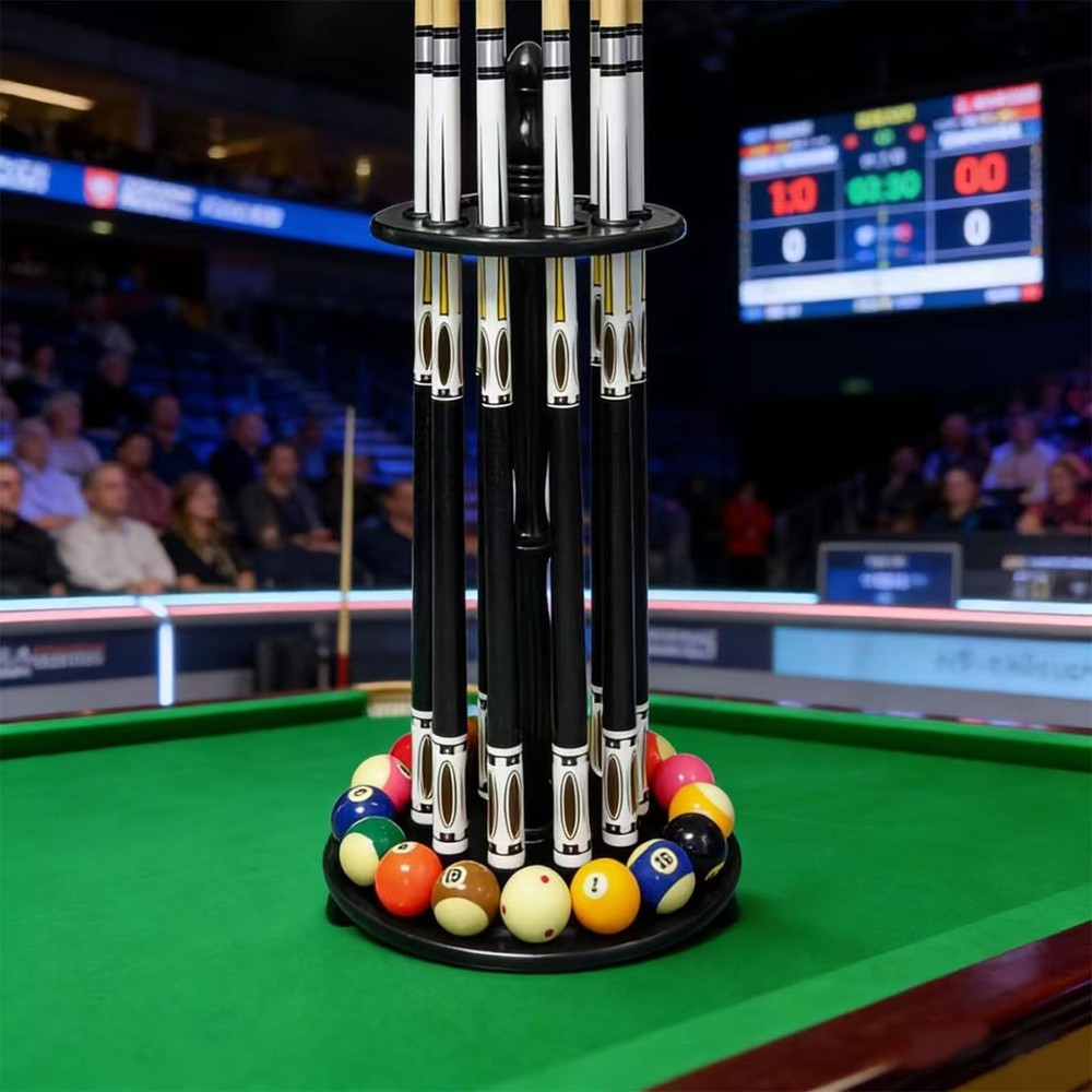 Pool Stick Holder Floor Stand - Round Billiard Cue Rack Pool Table Accessorie...