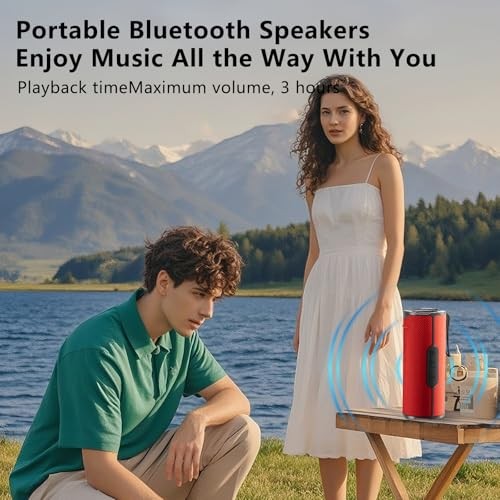 Portable Bluetooth Speaker, Wireless Bluetooth Speaker, IPX5 Waterproof Red