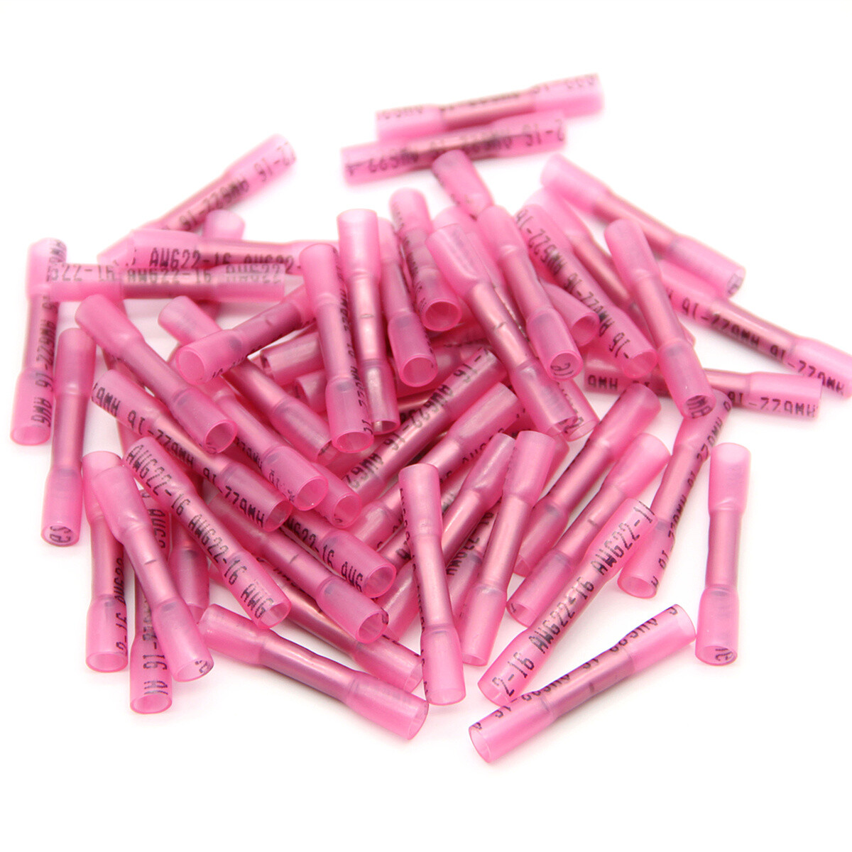 300Pcs Red Heat Shrink Butt Wire Connectors Crimp Terminals AWG 16-22 Gauge US