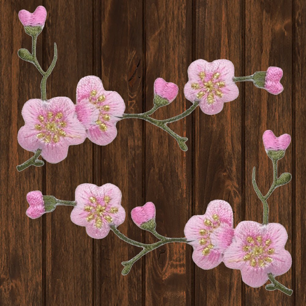 Cherry Blossom Embroidered Patch — 2-Pack — Iron On