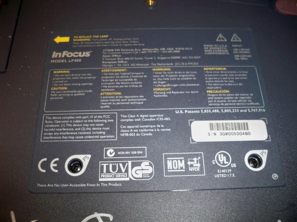 InFocus LP400 DLP Multimedia Projector w/ Lamp SEE NOTES