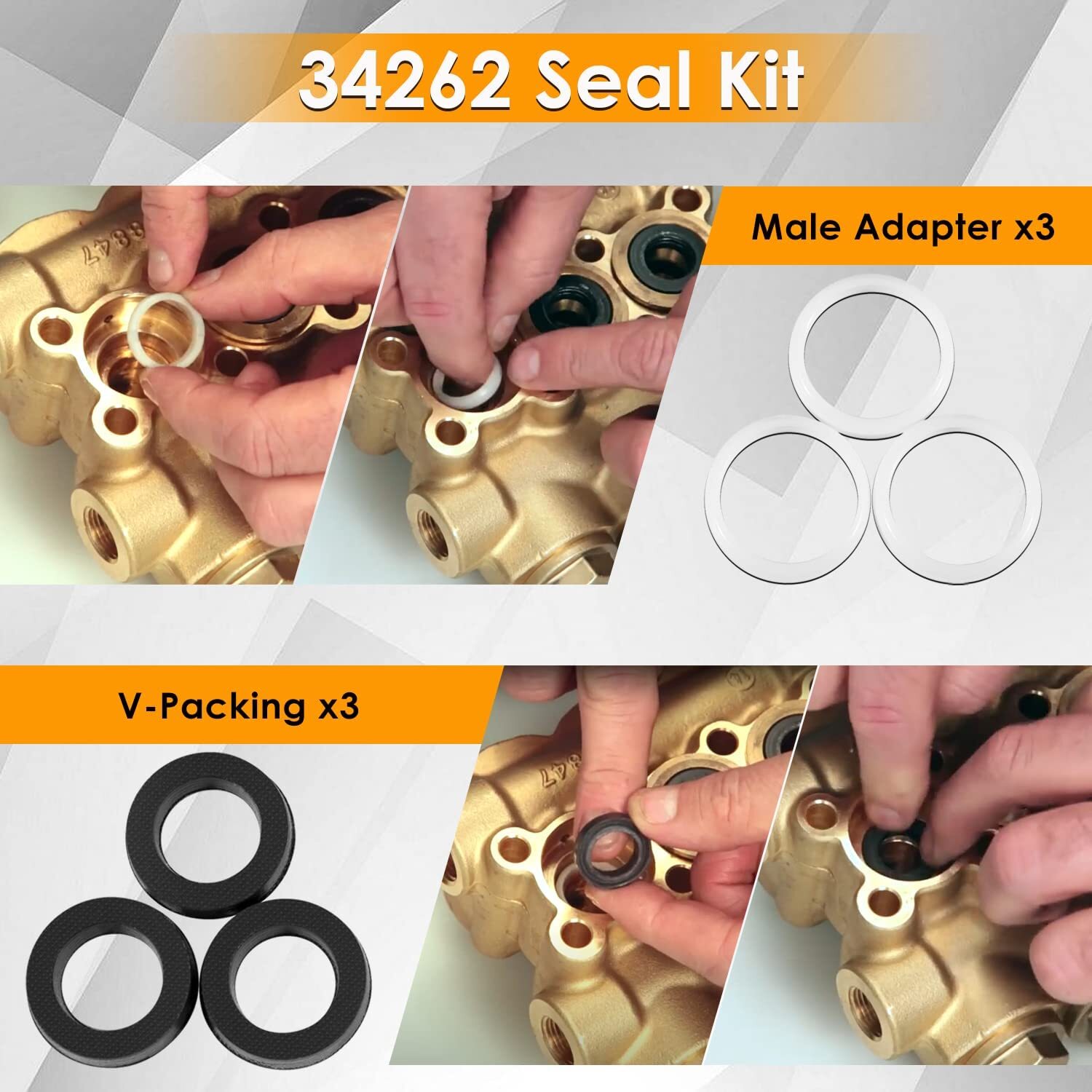 FOR CAT PUMP 66DX 6DX PRESSURE WASHER PUMP 34262 SEALS REBUILD KIT