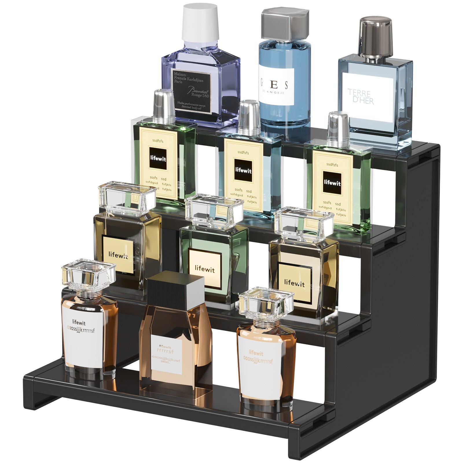 Lifewit Plastic 9 Inch Dark Cologne Stand, Step Perfume Organizer