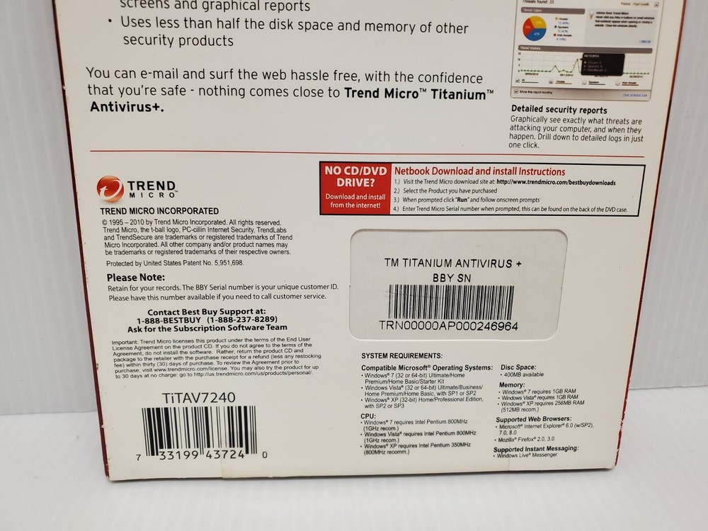 Trend Micro Titanium Antivirus Software + Antispyware Web Threat Protection NEW