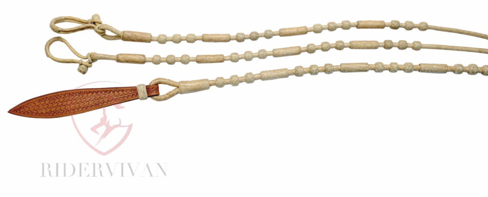 Romal Reins Beige Cow Rawhide, Rommel Reins 20 Plaits, Regular 55" Romal Reins.