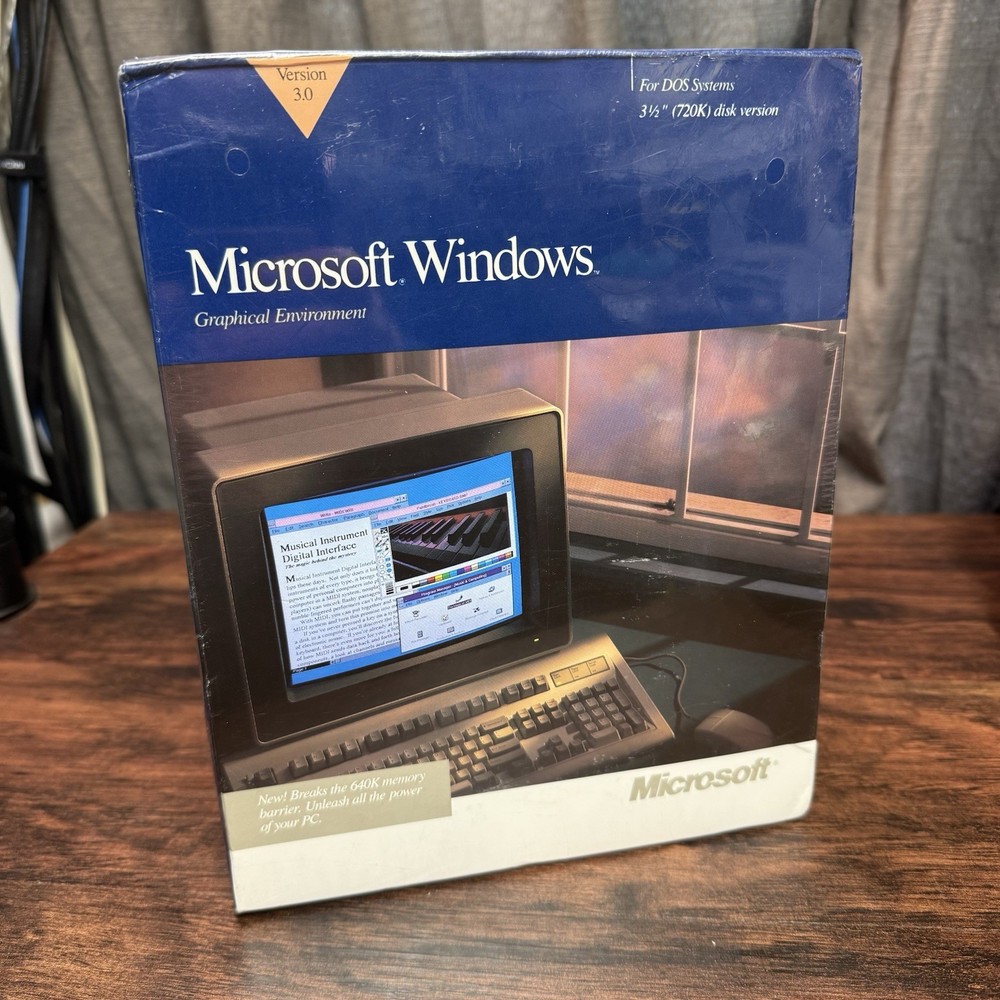 Factory Sealed Microsoft Windows 3.0 Vintage PC Software 3.5" 720K