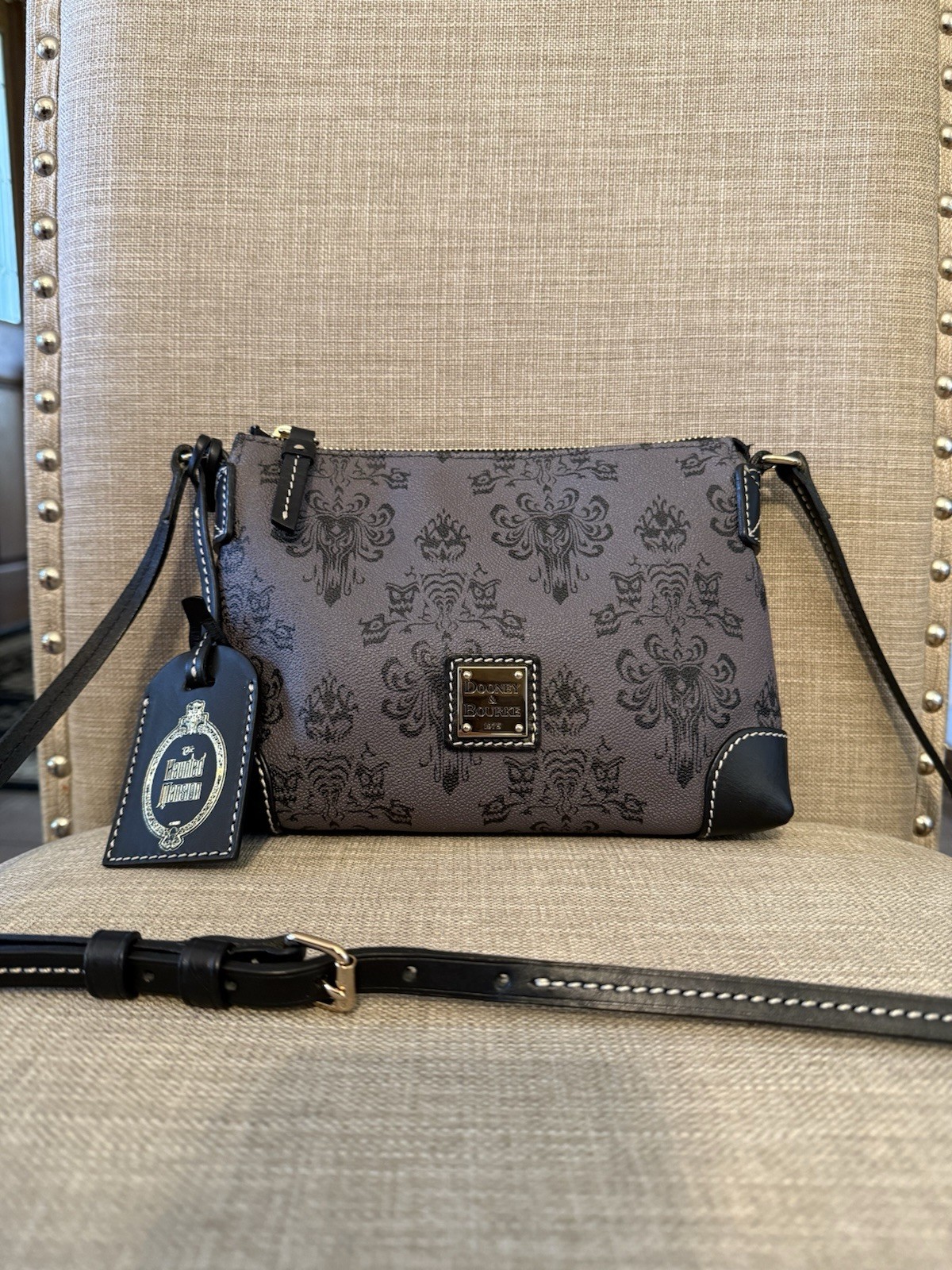 Dooney & Bourke Disney Haunted Mansion Wallpaper Crossbody Pouchette Purse Rare