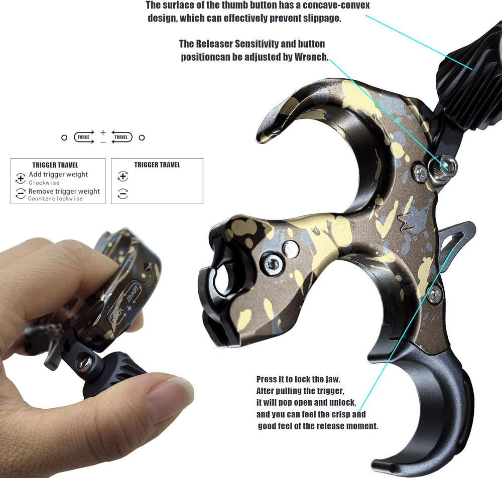 Adjustable Thumb Release for Compound Bow - Left/Right Handed, Smooth Trigger