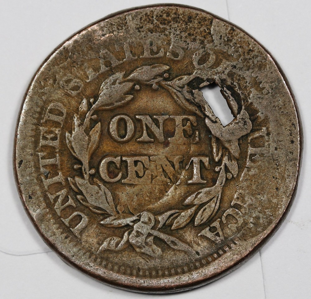 1851 Large Cent. Square Holed. 212617