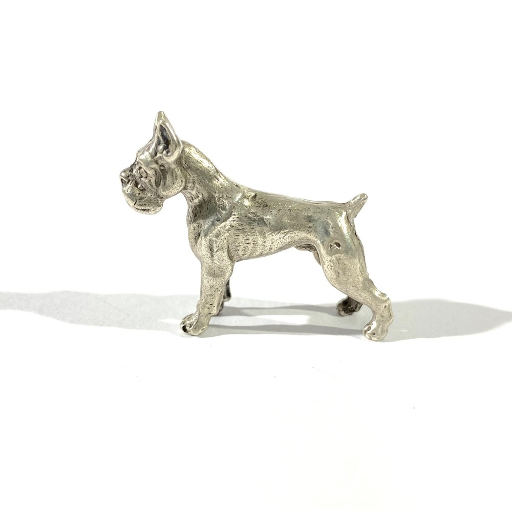 vintage solid silver boxer miniature , hallmarked figurine