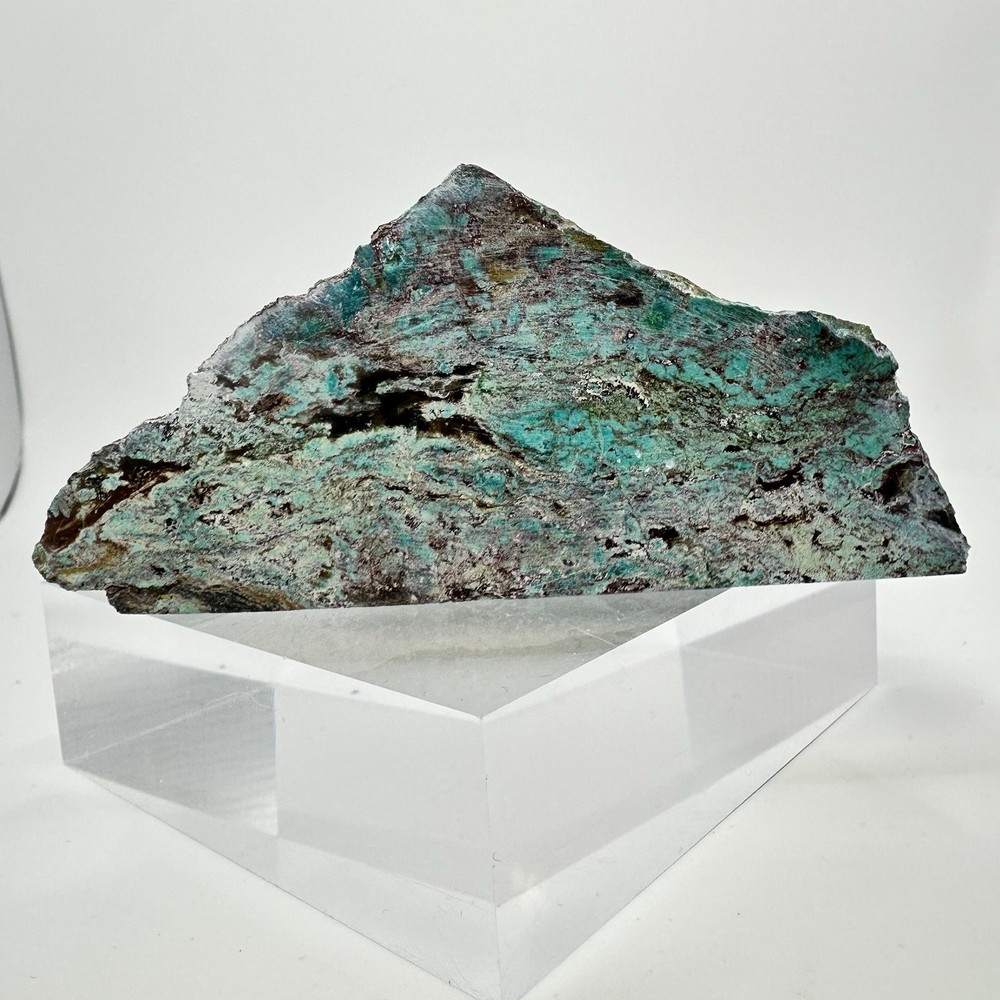 Congolese Chrysocolla Specimen - Polished Front & Base - End Cut Lapidary
