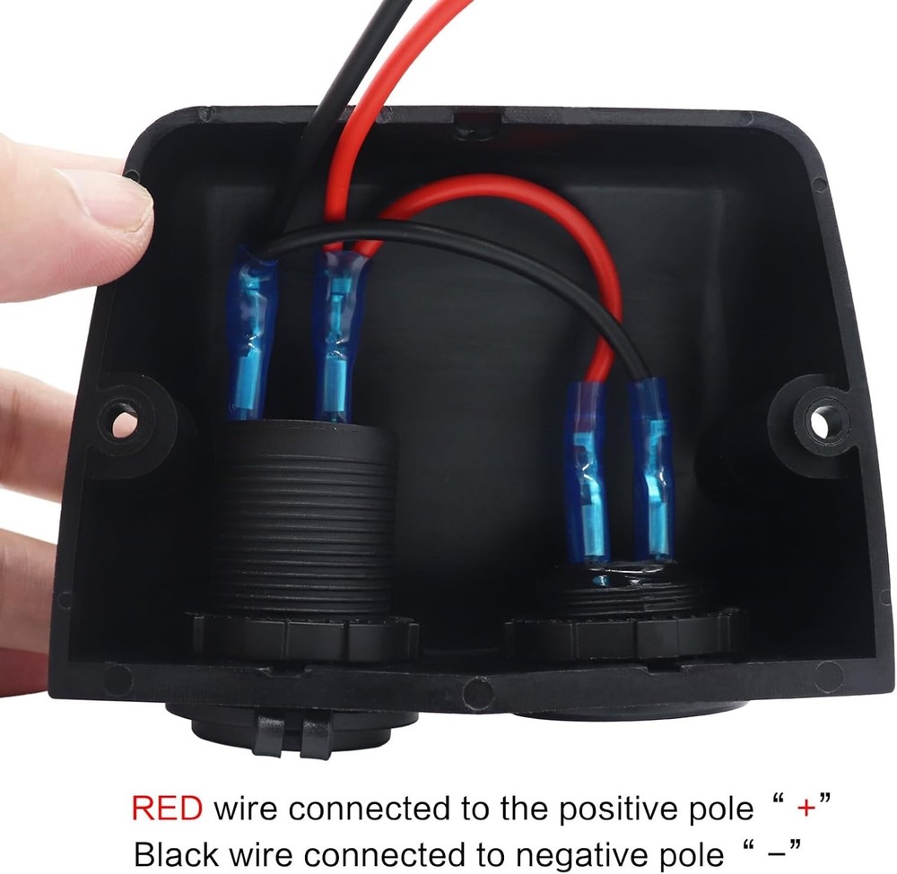 12-24 V Multi 2 Hole Tent Panel Cigarette Lighter Socket Dual Digital Voltmeter