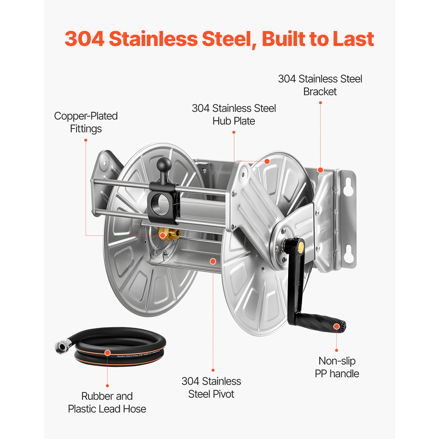 Wall Mounted Garden Hose Reel 150ft 5/8 in Hose Winder