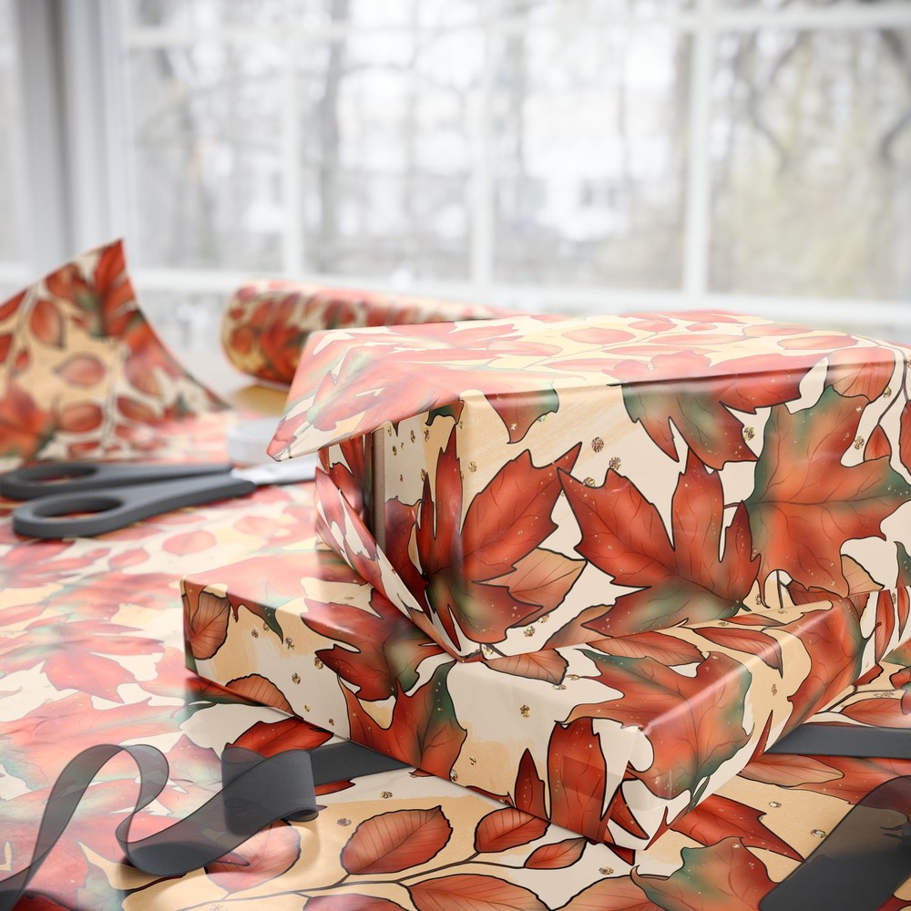 Autumn Fall Leaves Pattern Wrapping Papers