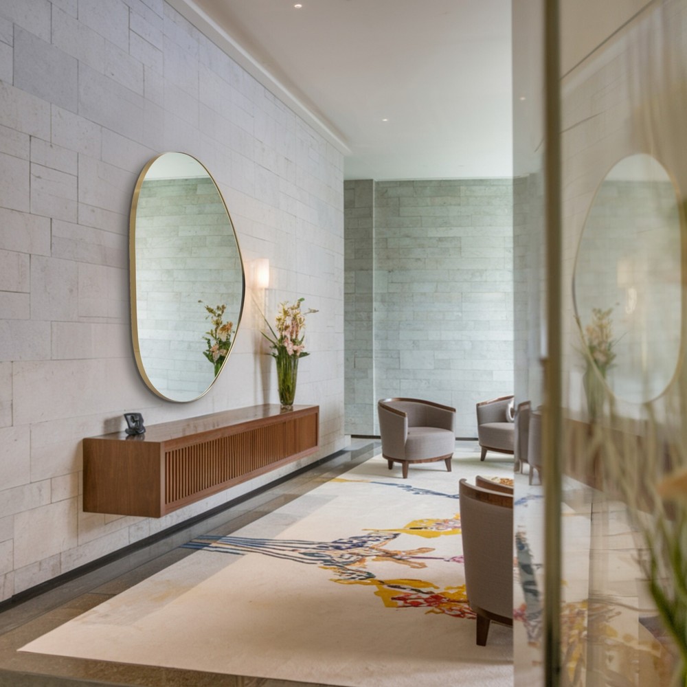 Freya Selene Asymmetrical Gold Edge Wall Mirror